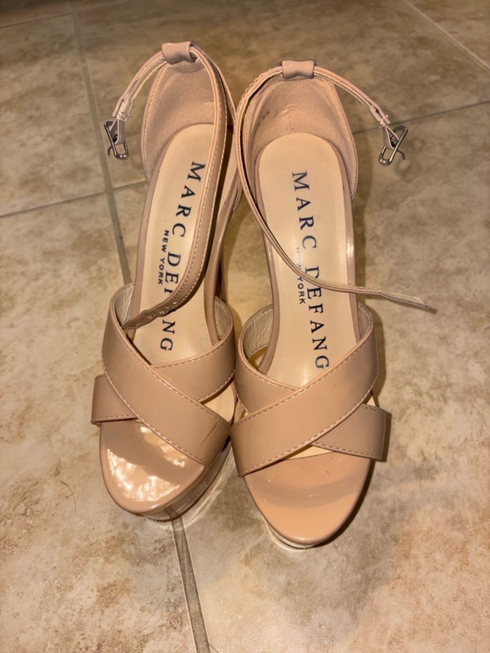 Marc Defang Nude Cross-Strap Ankle-Heel Sandals
